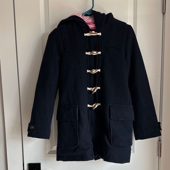 Girls 11-12Y Boden Navy Hooded Duffle Coat Wool Blend